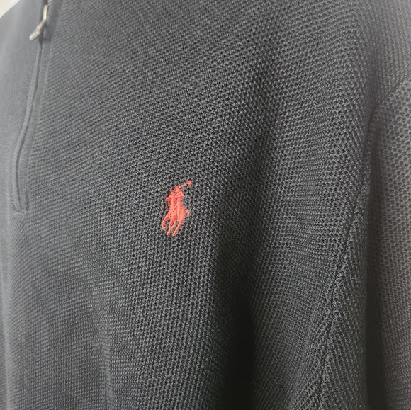 Polo by Ralph Lauren Black and Red Zip Up Sweater - Picture 3 of 4